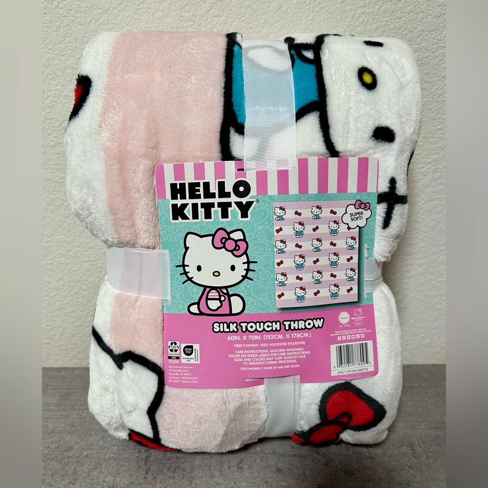 Hello Kitty Pink Striped Silk Touch Throw 60” x 70” NWT
